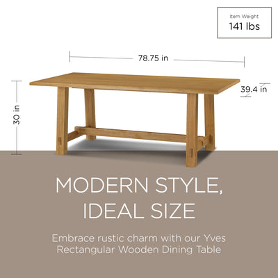 Maven Lane Yves Wooden Dining Table in Weathered Natural Finish (Open Box) - VMInnovations