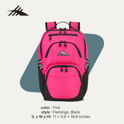 High Sierra Swoop Backpack, Bookbag Fits most 17” Laptops, Flamingo (Open Box)