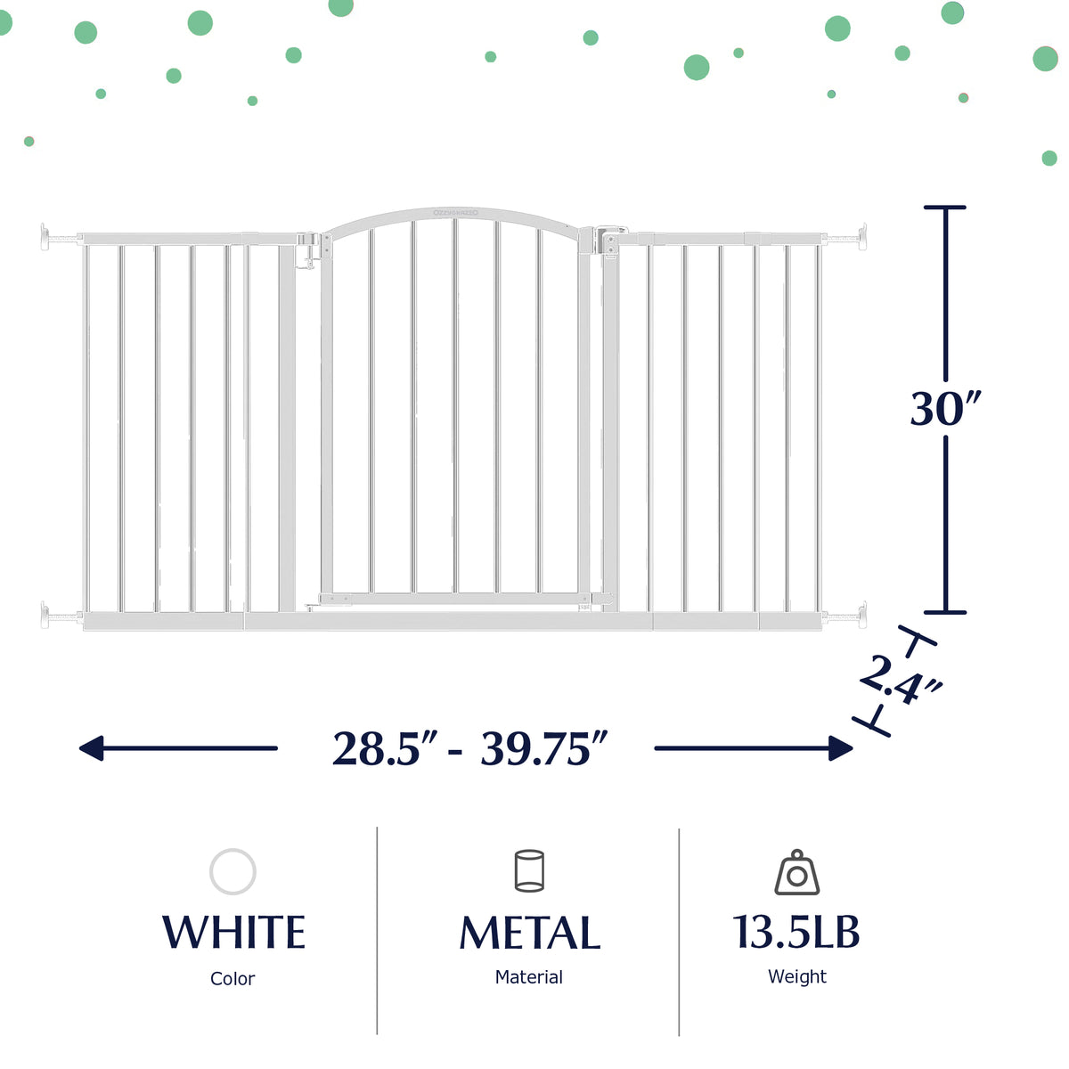 Ozzy & Kazoo 30 Inch Tall Wide Walk Through Dog Gate For Doorways and Stairways