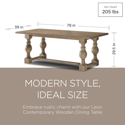 Maven Lane Leon Traditional Wooden Dining Table in Antiqued Grey Finish - VMInnovations