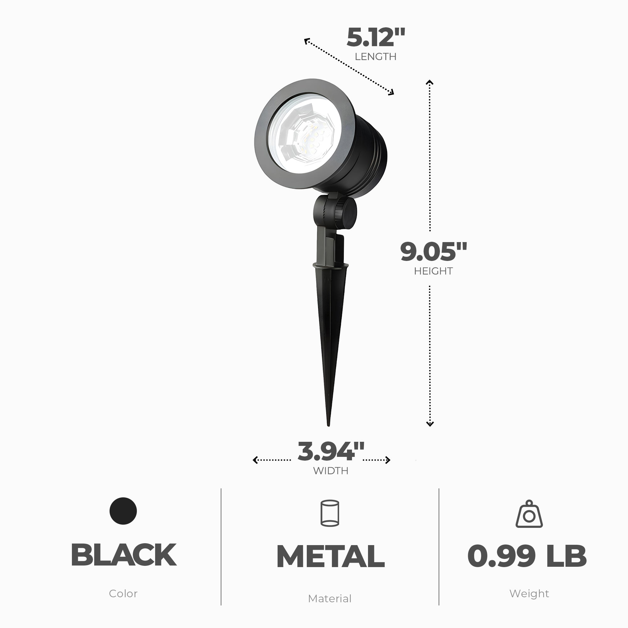 Fusion Wired Low-Voltage LED Spotlight Metal Outdoor Light w/ 1000 Lumens, Black