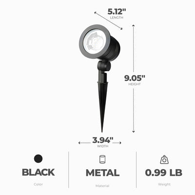 Fusion Wired Low-Voltage LED Spotlight Metal Outdoor Light w/ 1000 Lumens, Black