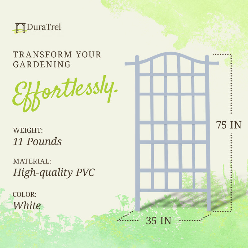 Dura-Trel Durable Gardening Vinyl 35 x 75 Inches Melrose Trellis White(Open Box)
