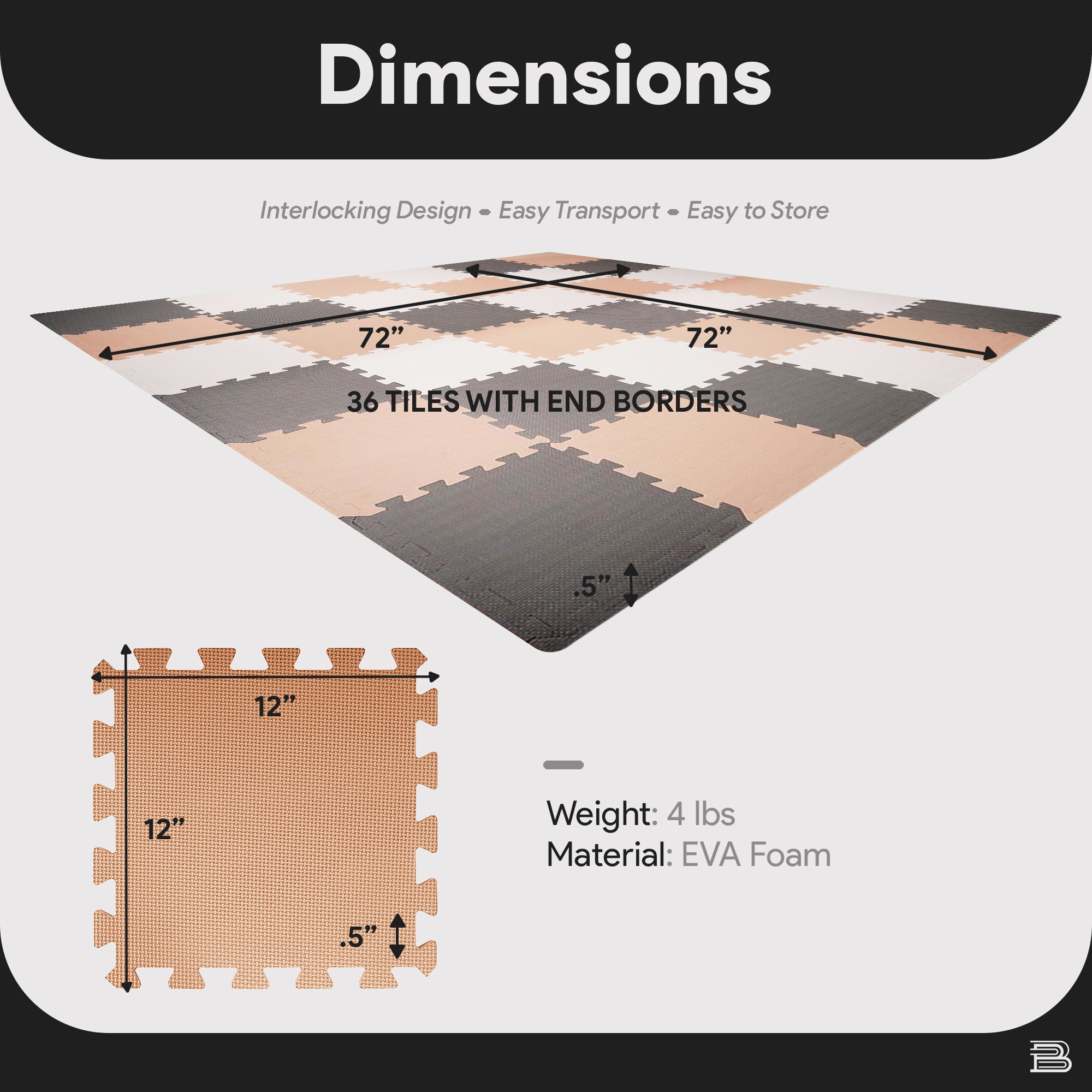 BalanceFrom Fitness 36 Tile Thick Interlocking Puzzle Foam Exercise Mat (Used) - VMInnovations