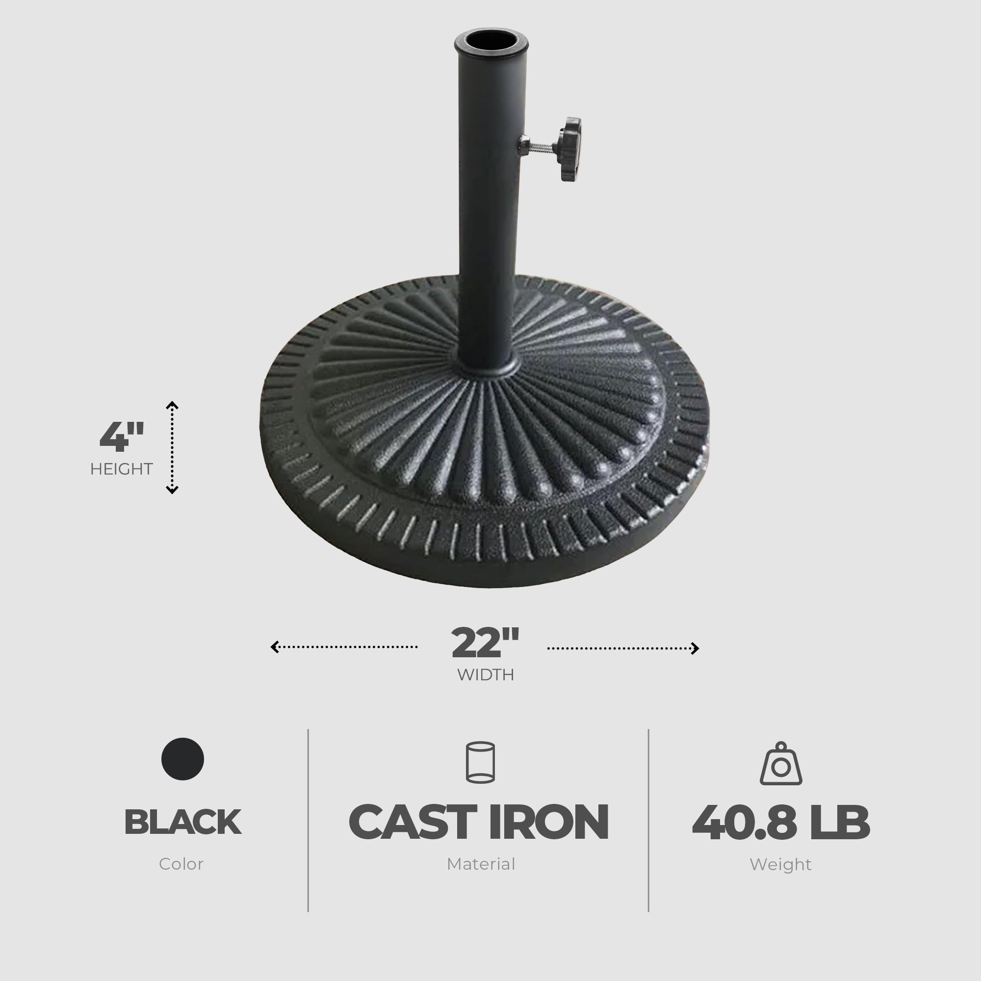 Four Seasons Courtyard 22" Umbrella Base Fits Up To 2" Umbrella Pole,Black(Used) - VMInnovations