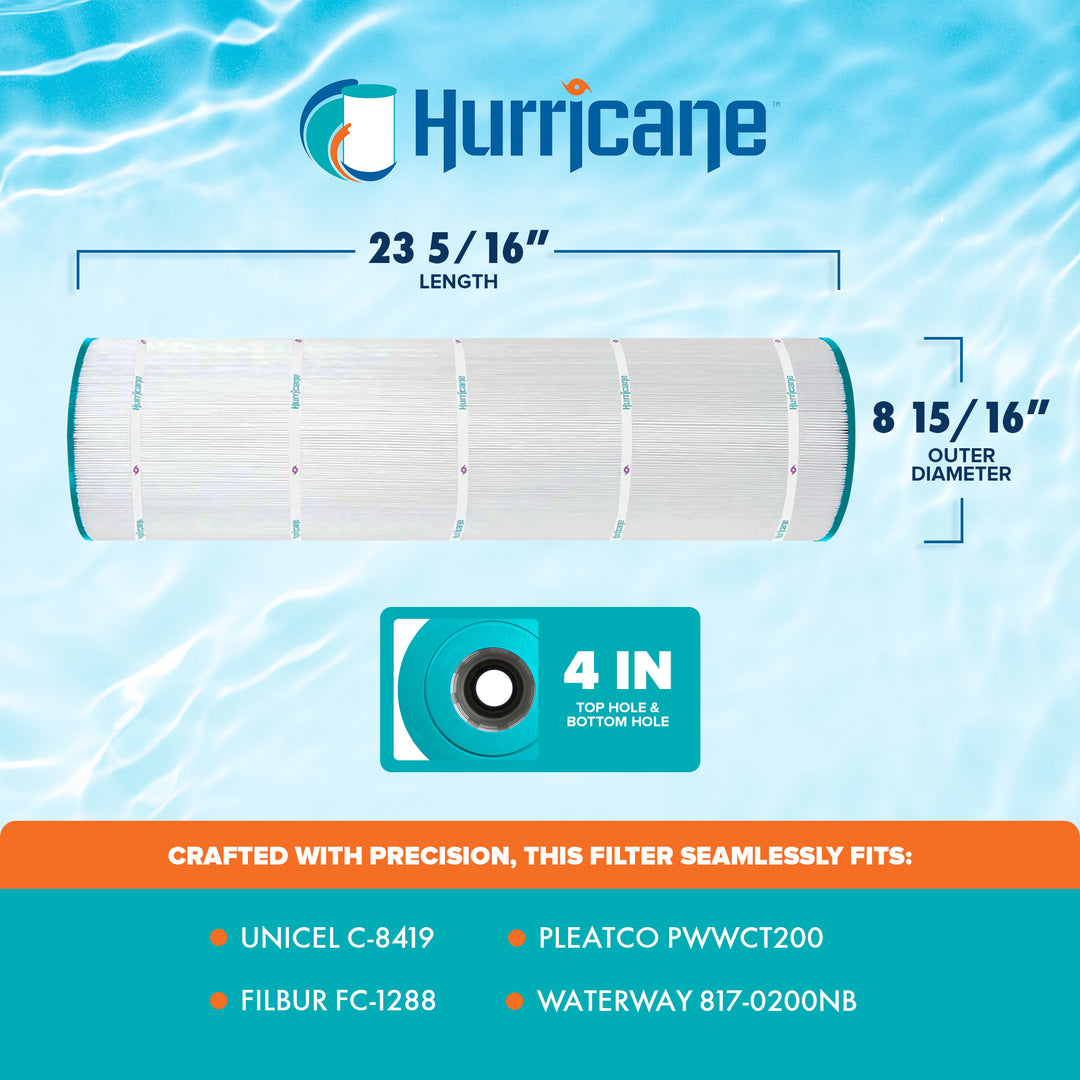 Hurricane HF8419-01 Advanced Swimming Pool Filter Cartridge Replacement, White - VMInnovations