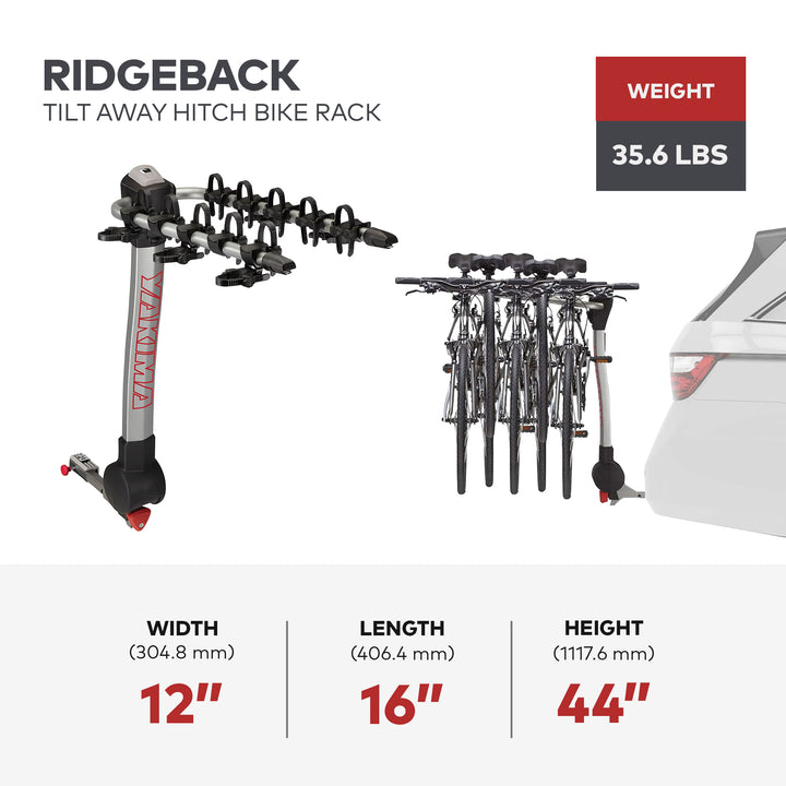 Yakima RidgeBack Tilt Away Hitch Bike Rack Holds 5 Bikes for Cars, SUVs, Trucks