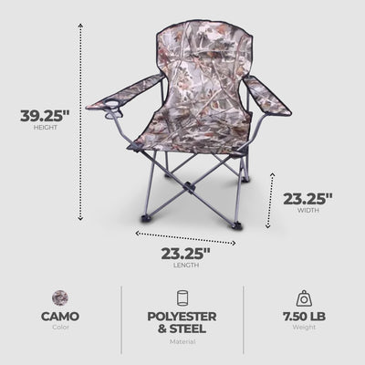 Four Seasons Courtyard Polyester Arm Chair w/Durable Steel Frame, Camo(Open Box) - VMInnovations