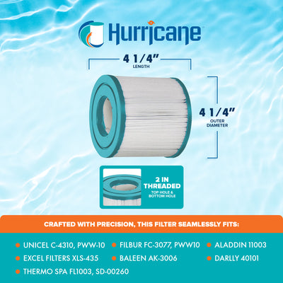Hurricane 6 Pack HF4310-02 Advanced Pool and Spa Filter Cartridge Replacement