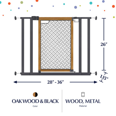 Summer Infant 26 Inch Extra Tall Doorway 36S Series Pet and Baby Gate, Oak Wood