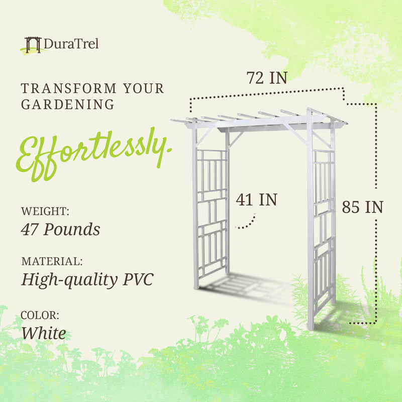 Dura-Trel 41 x 72 x 95 Inch Vinyl Outdoor Garden Patio Arbor, White (Used)