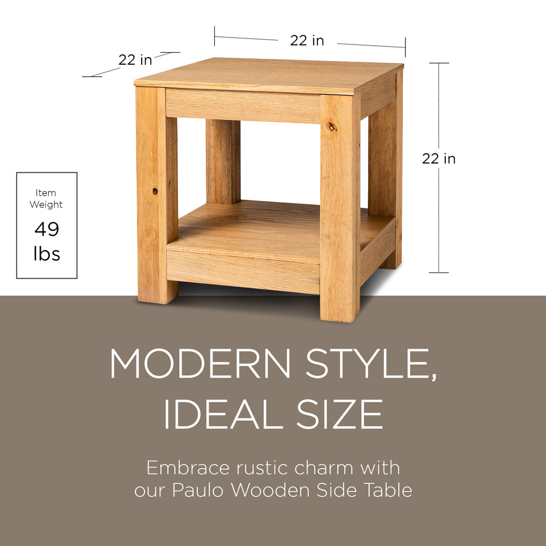 Maven Lane Paulo Wooden Side Table in Weathered Natural Finish (Open Box) - VMInnovations