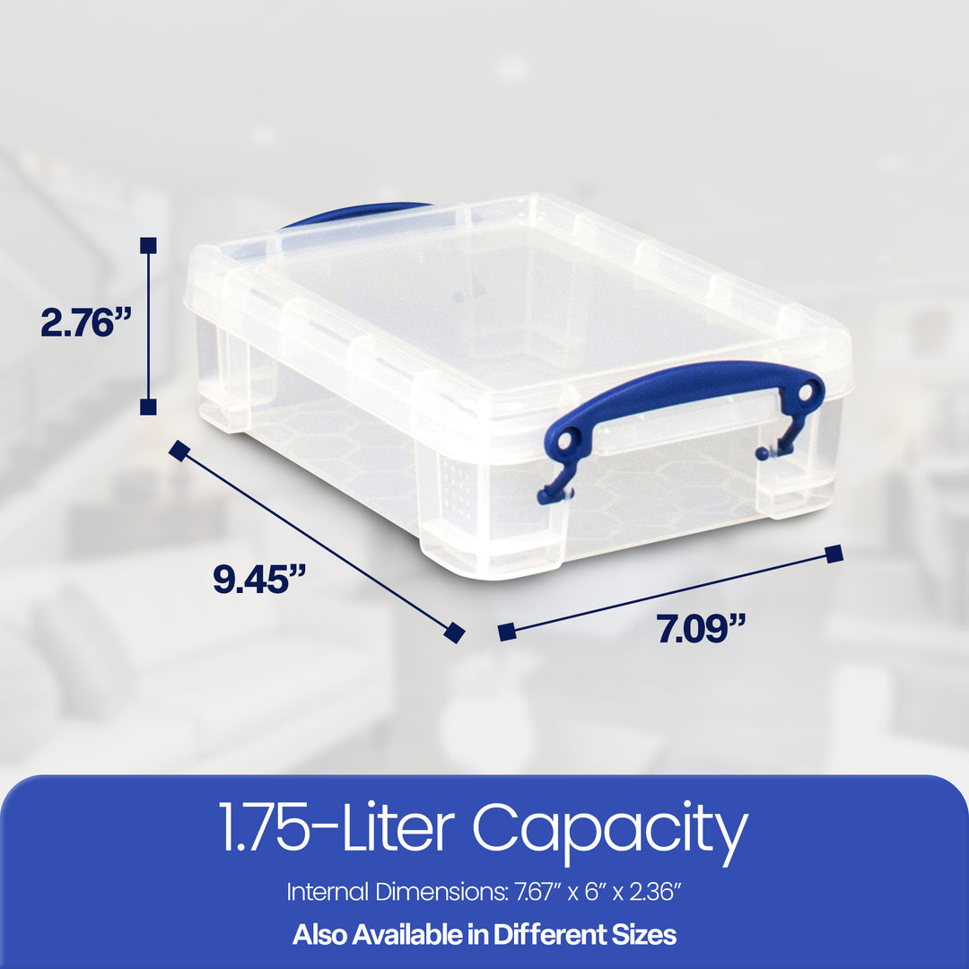 Really Useful Box 1.75L Bin w/Snap Lid & Clip Lock Handle, (4 Pack) (Open Box) - VMInnovations