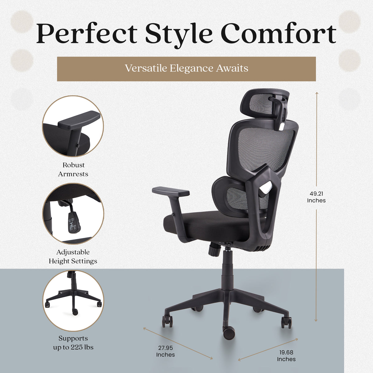 JOMEED High Back Mesh Swivel Chair with Adjustable Height for Home and Office