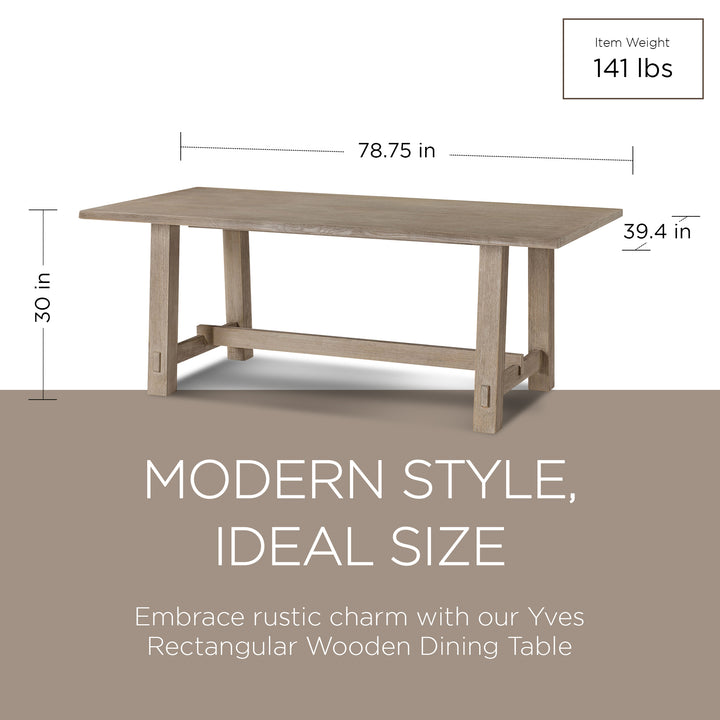 Maven Lane Yves Wooden Dining Table in Weathered Grey Finish (Damaged)