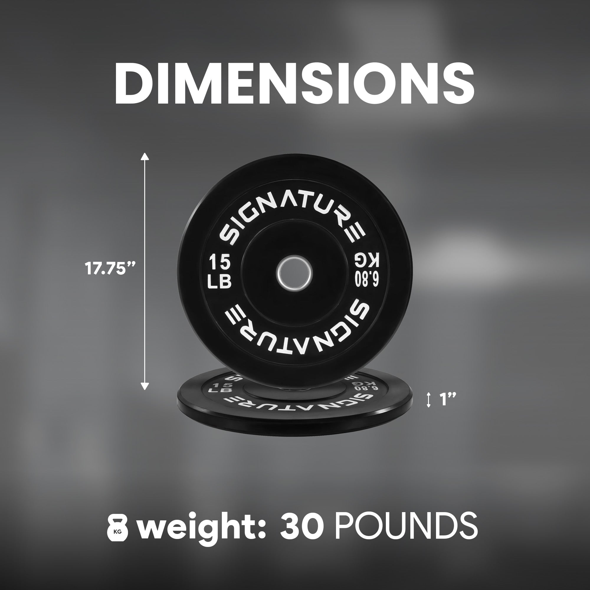 Signature 15lb Color Coded Olympic Bumper Plate Weight Plate, Pair (Open Box) - VMInnovations