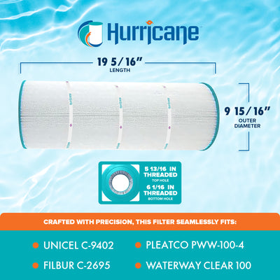 Hurricane Spa Filter Cartridge for Pleatco PWW-100-4 & Unicel C-9402 (Open Box) - VMInnovations