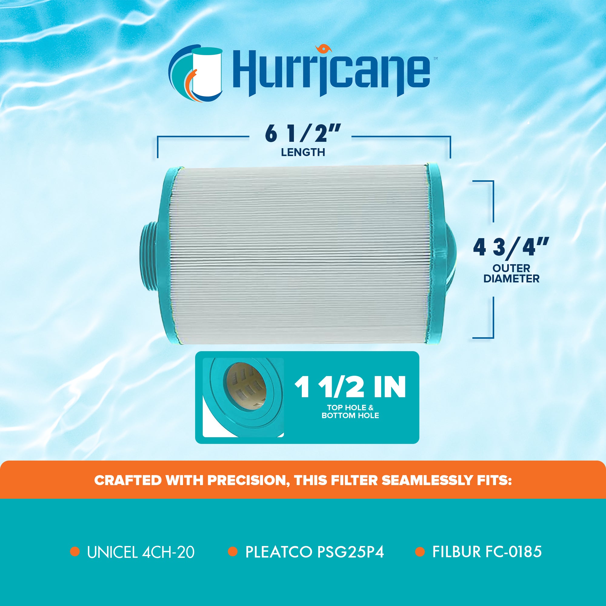 Hurricane Filters HF4H20-01 Advanced Spa Filter Cartridge Replacement for PSG25P4, Unicel 4CH-20, Filbur FC-0185, and Other Compatible Models
