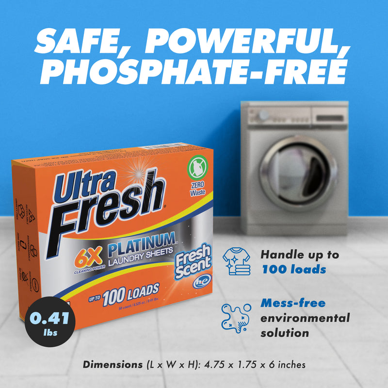 Ultra Fresh Platinum 6X Laundry Detergent Sheets with Fresh Scent