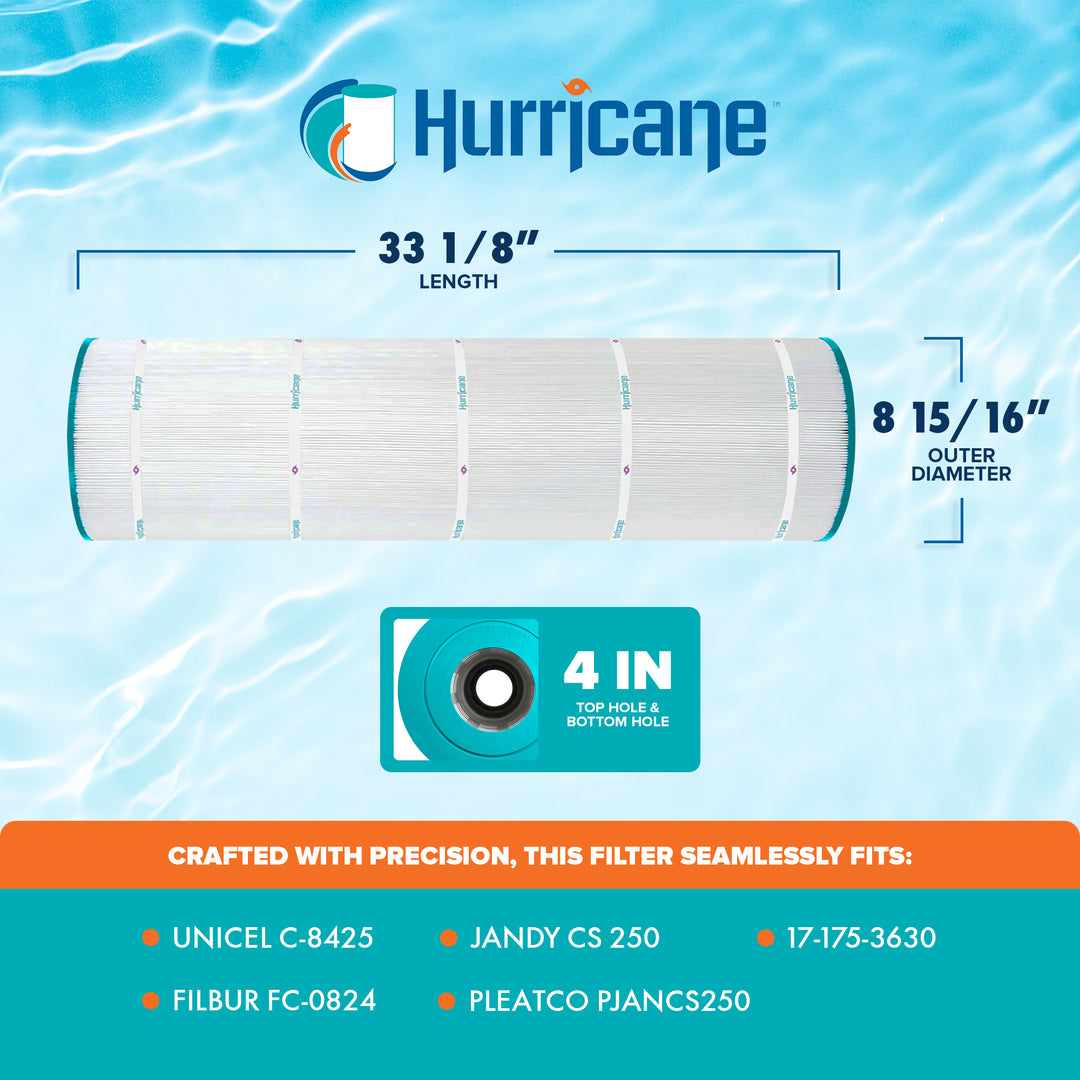 Hurricane HF8425-01 Advanced Swimming Pool Filter Cartridge Replacement, White - VMInnovations
