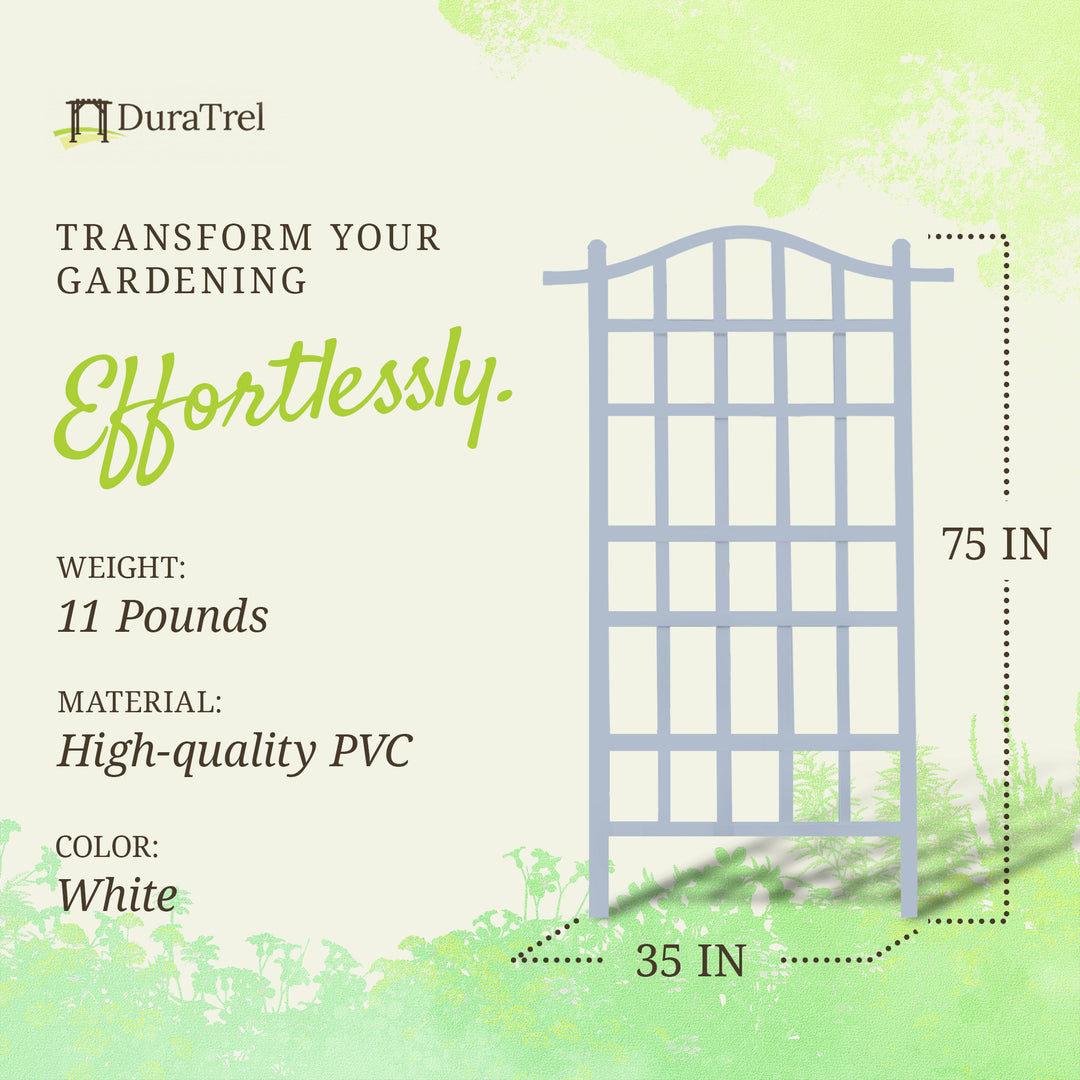 Dura-Trel 35"x75" Vinyl Outdoor Garden Patio Plant Trellis, White (For Parts) - VMInnovations