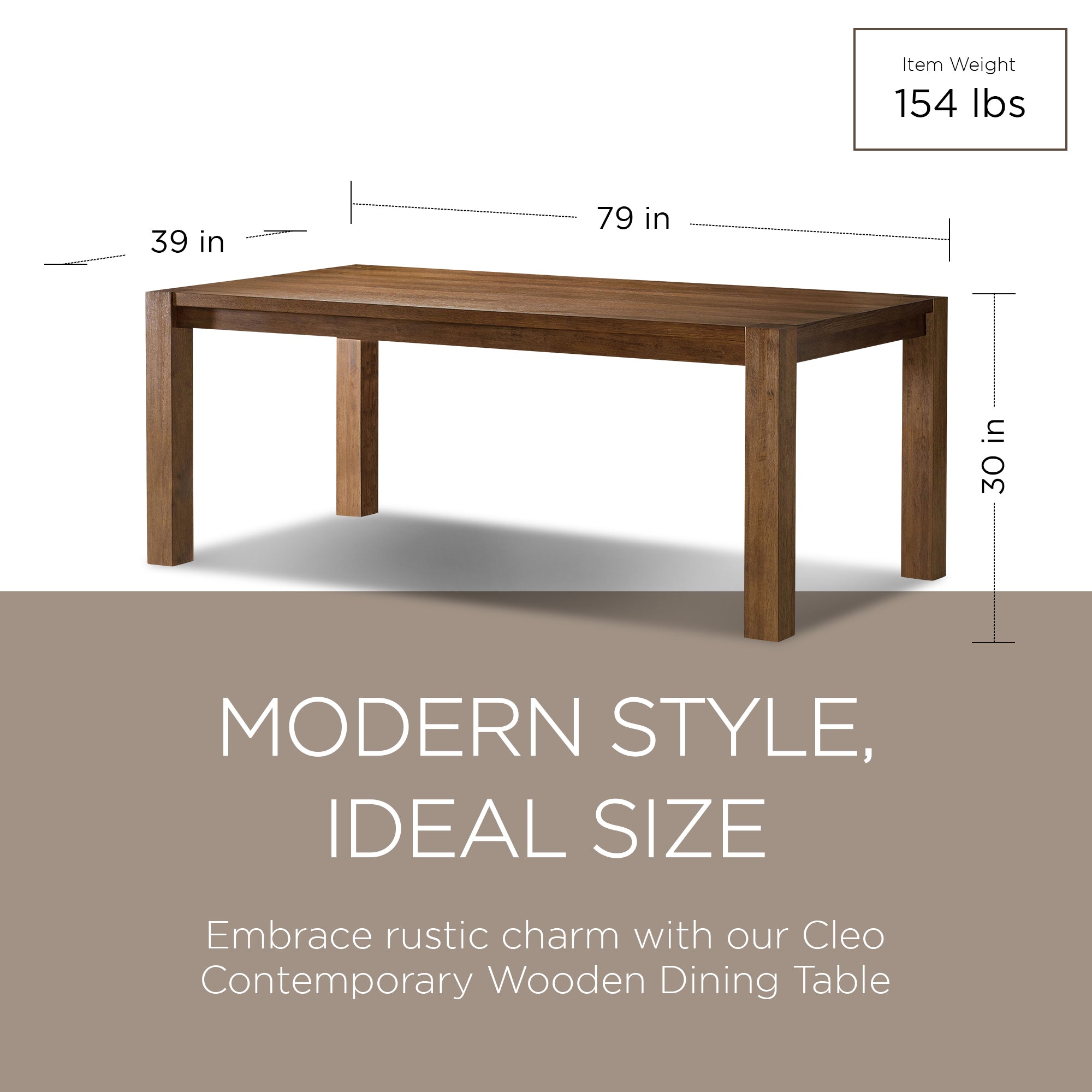Maven Lane Contemporary Wooden Dining Table in Refined Brown Finish (For Parts) - VMInnovations