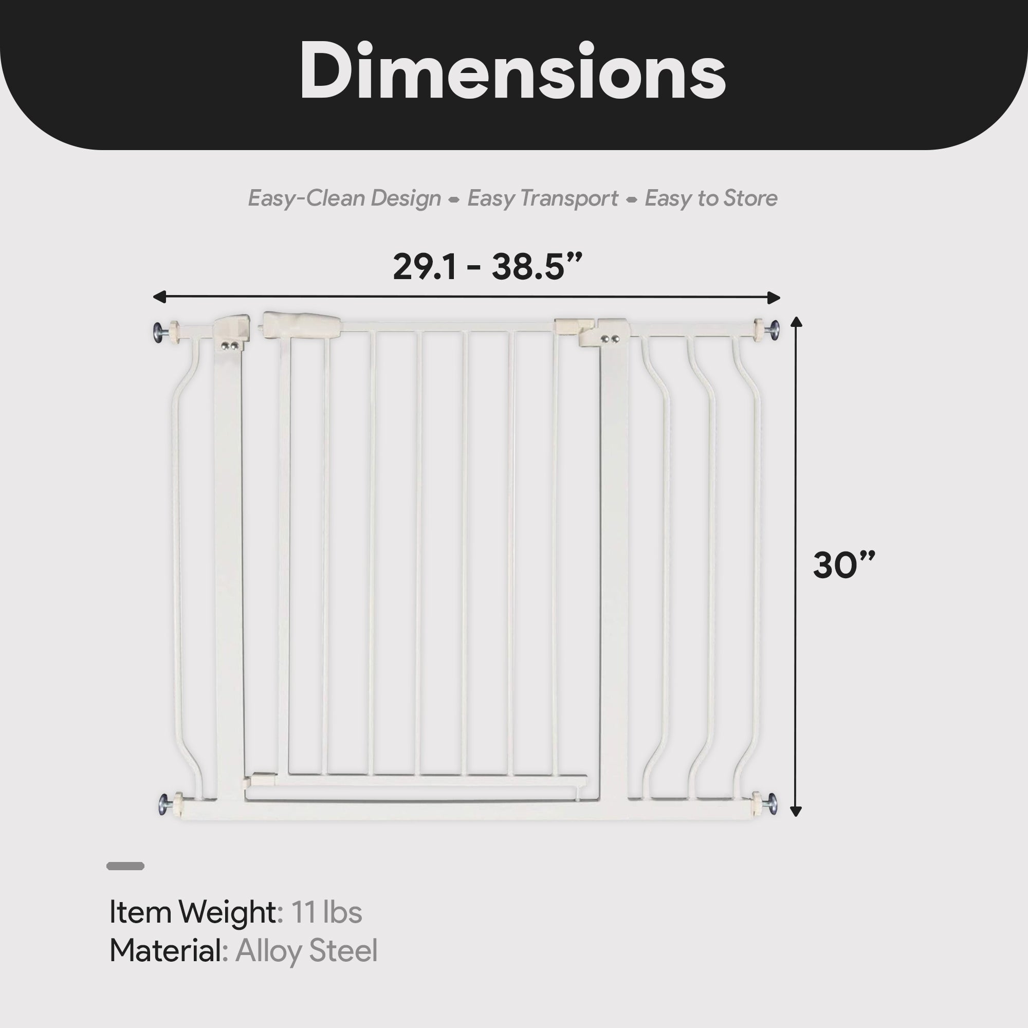 BalanceFrom Walk-Thru Safety Gate for Baby and Pets, 29.1-38.5"W, 30"H, White