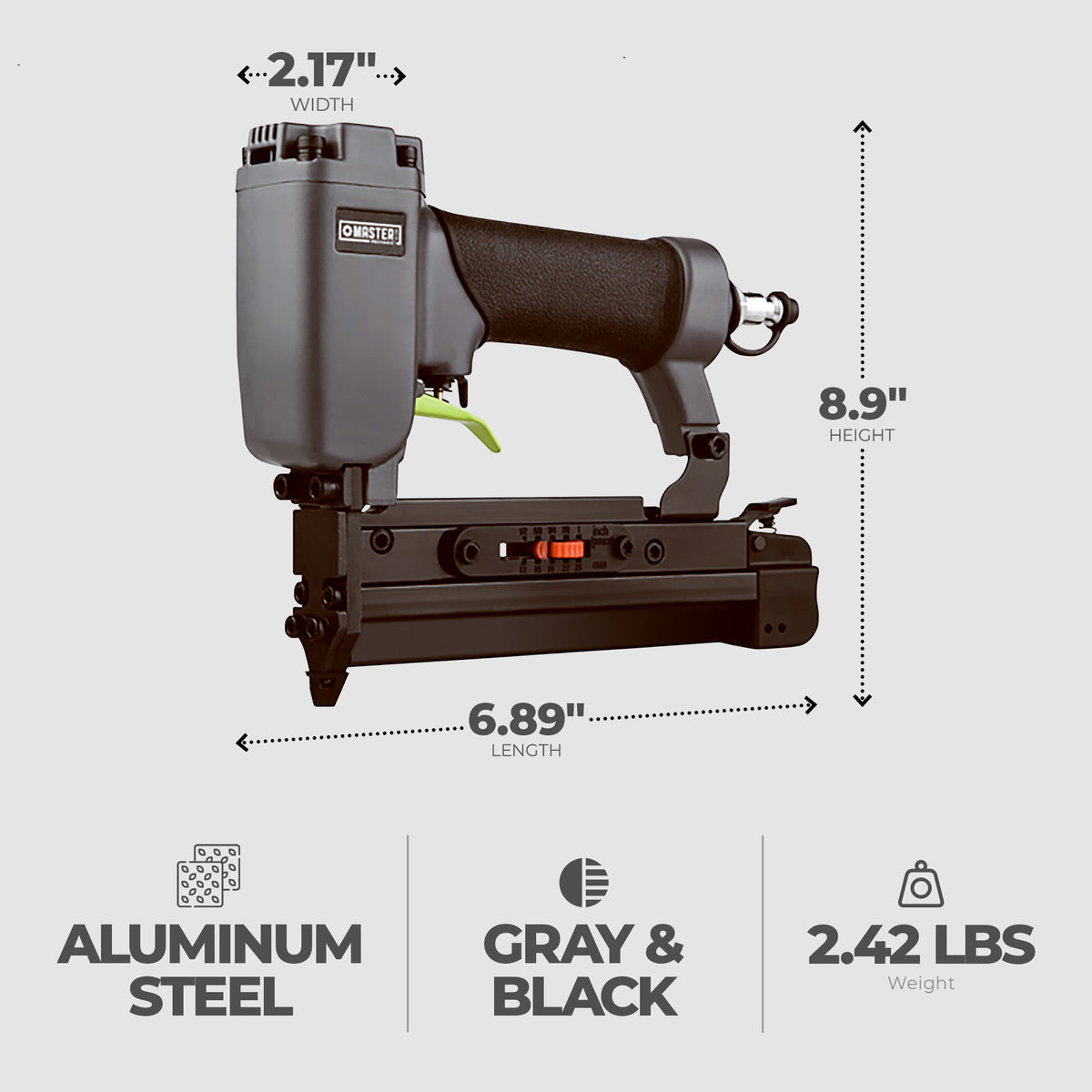Master Mechanic Micro Pin Nailer, Pneumatic 23 Gauge Hand Tool Set (Open Box) - VMInnovations