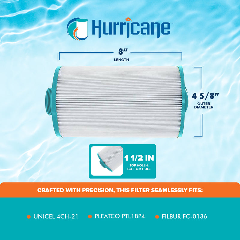 Hurricane Advanced Spa Filter Cartridge for 4CH-21, PTL18P4, FC-0136, White