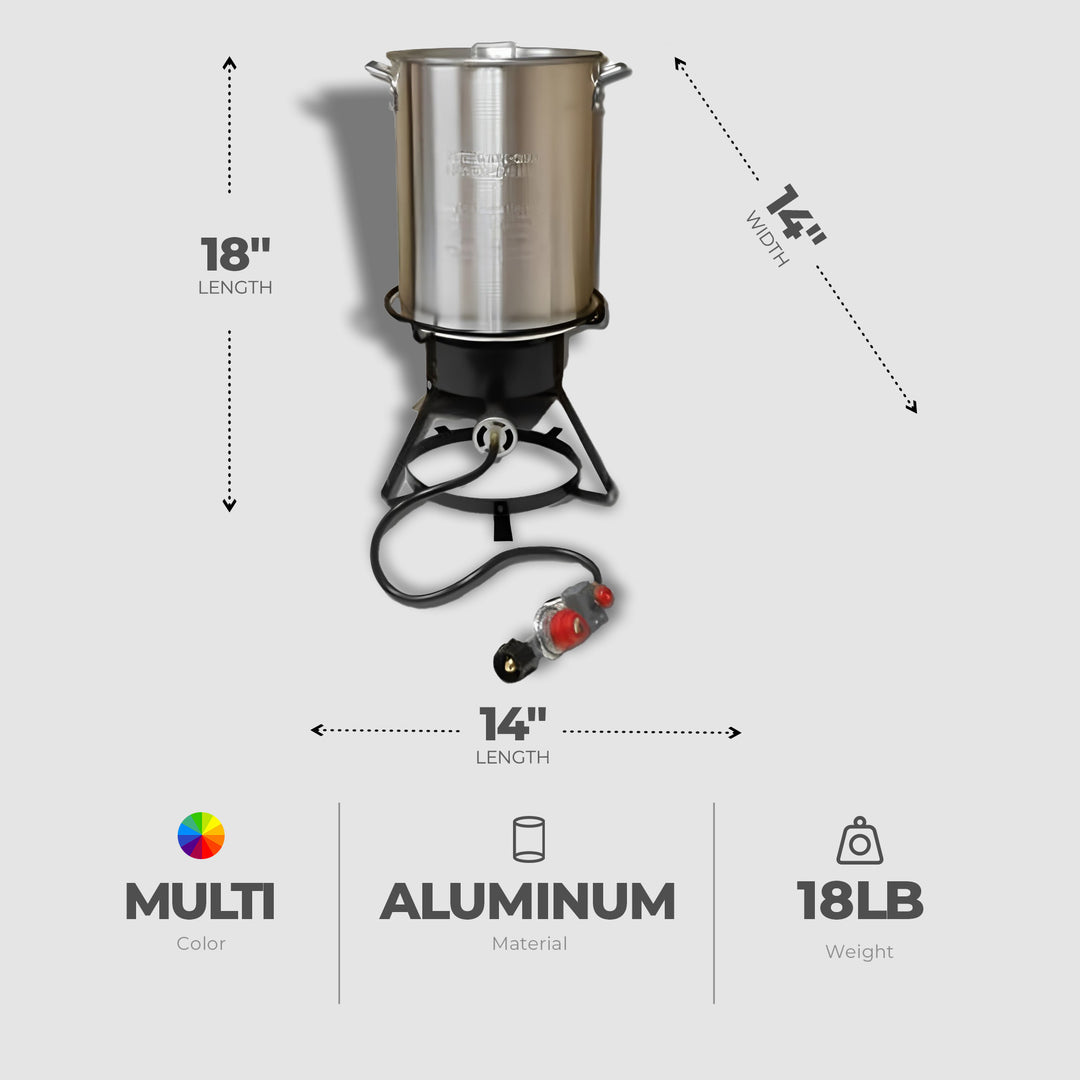 Metal-Fusion Import 29 Quart Aluminum Turkey Frying Cooker Package w/38,000 BTU - VMInnovations