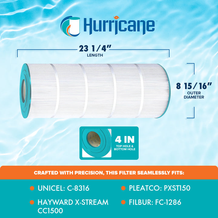 Hurricane 4 Pack HF8316-01 Advanced Pool and Spa Filter Cartridge Replacement