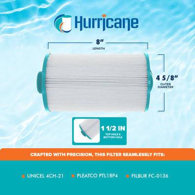 Hurricane Spa Filter Cartridge for 4CH-21, PTL18P4, FC-0136, White (Used) - VMInnovations