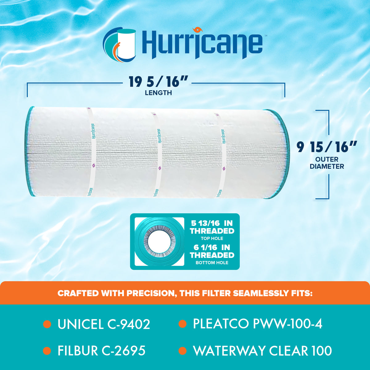 Hurricane 4 Pack HF9402-01 Advanced Pool and Spa Filter Cartridge Replacement
