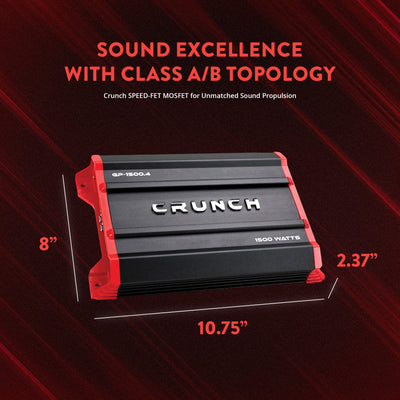 1,500 Watt Adjustable 12dB Ground Pounder Car Amplifier, Black (Open Box)
