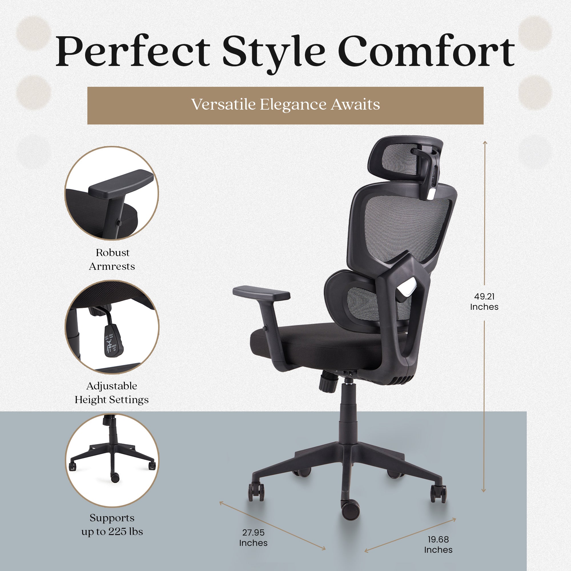 JOMEED High Back Mesh Swivel Chair with Adjustable Height for Home and Office