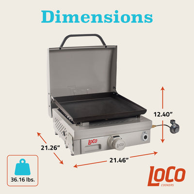 Loco Cookers 1 Burner Portable Tabletop Digital Propane SmartTemp 16" Flat Top