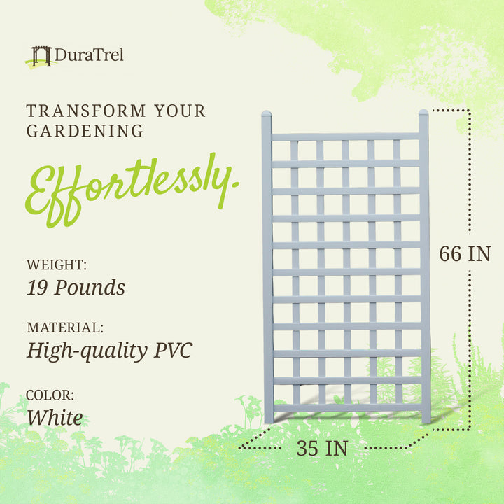 Dura-Trel 35 x 66 Inch Vinyl Outdoor Garden Patio Trellis, White(Open Box)