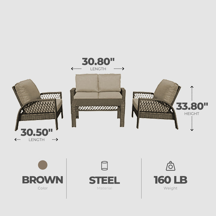 Four Seasons Courtyard Coral Bay 4 Piece Deep Seating Set with Cushioned Chairs - VMInnovations
