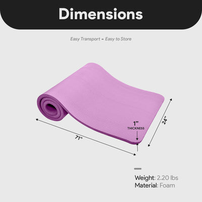 BalanceFrom Yoga Mat, 1" Extra Thick Exercise Pilates Workout Mat, Taro Purple
