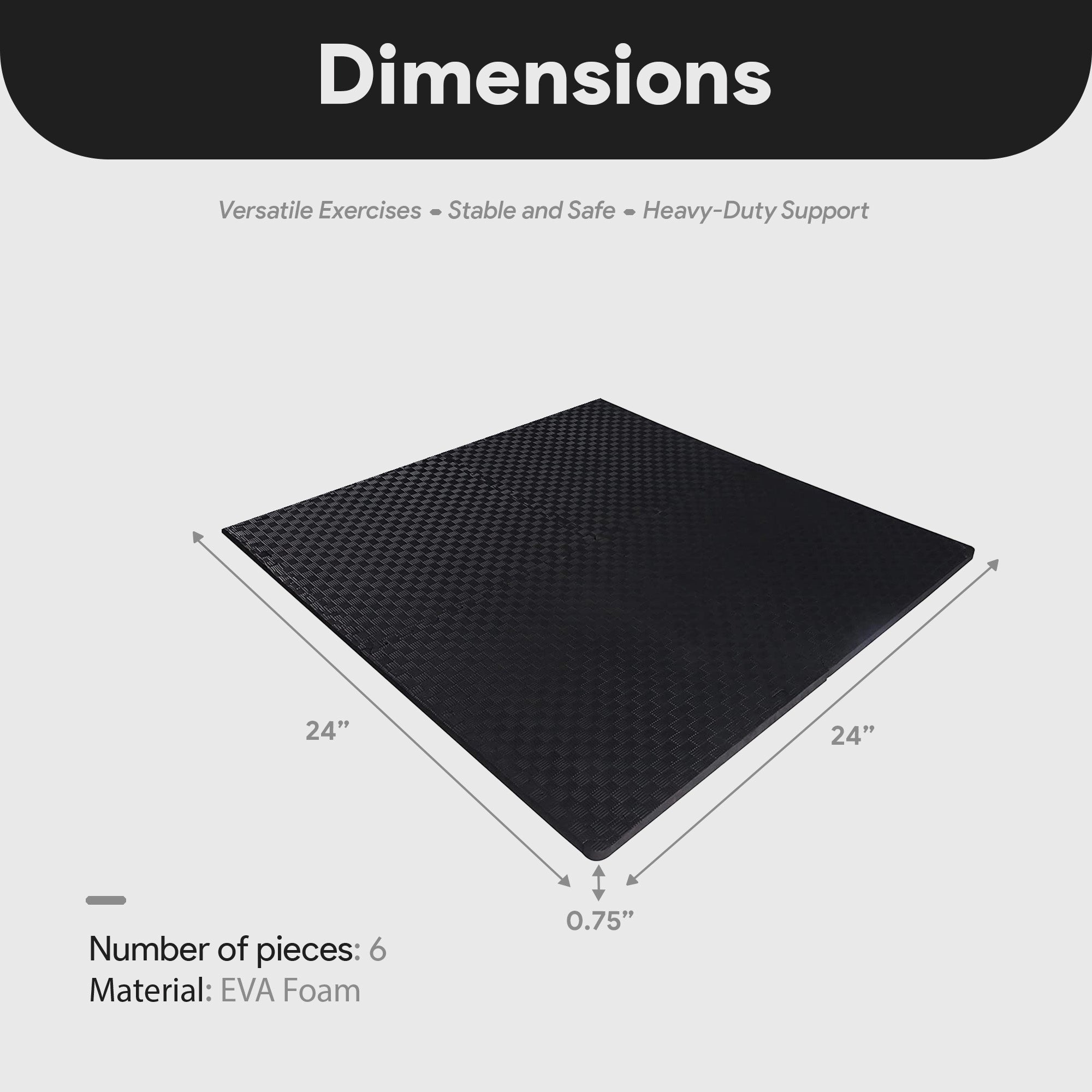BalanceFrom Fitness 24 Sq Ft Interlocking EVA Foam Exercise Mat Tiles, Blk(Used) - VMInnovations