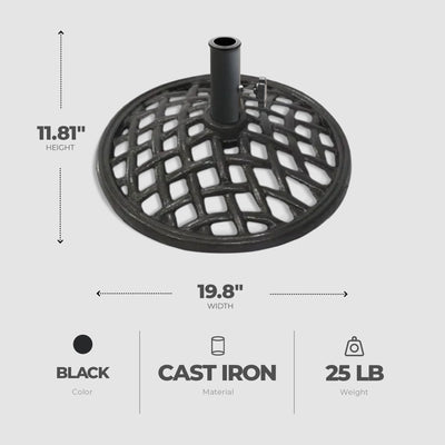 Four Seasons Courtyard Norwalk 19” Cast Iron Umbrella Base, Black (Open Box) - VMInnovations