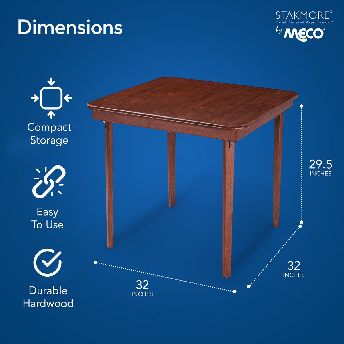 MECO Classic Straight Edge Solid Wood Folding Card Table, Cherry Frame (Used)