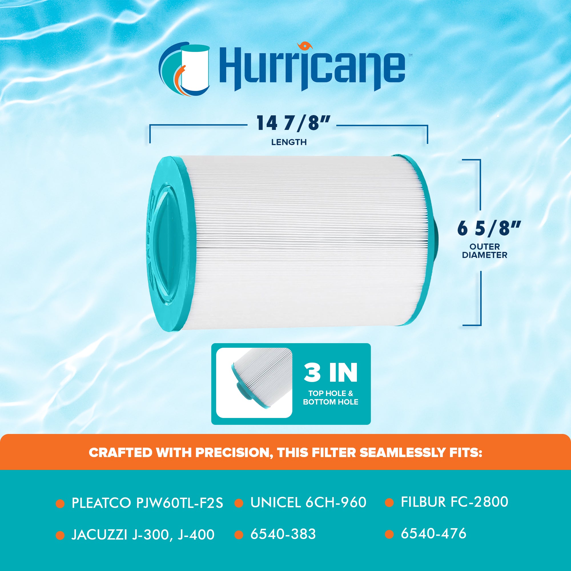 Hurricane HF6H960-01 Advanced Pool and Spa Filter Cartridge Replacement, White