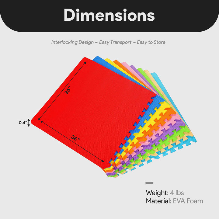 BalanceFrom 9 Color Extra Thick Interlocking Puzzle Foam Mats, 36 (Used)