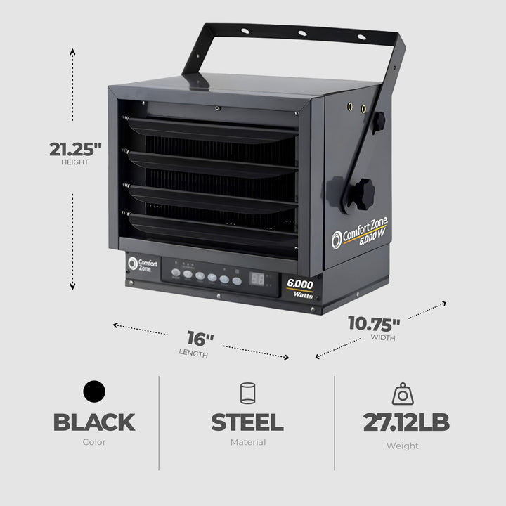 Comfort Zone Ceiling Industrial Heater w/2 Settings & Thermostat (For Parts) - VMInnovations