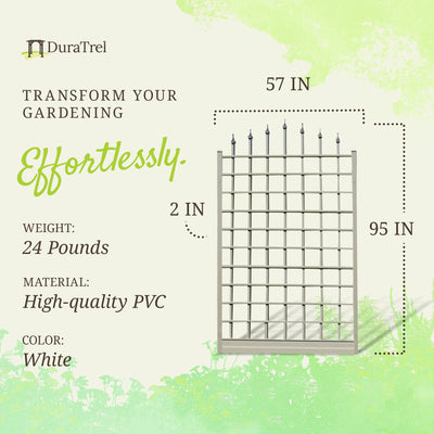 Dura-Trel Winchester 57 x 96 Inch PVC Outdoor Garden Trellis, White (Open Box)