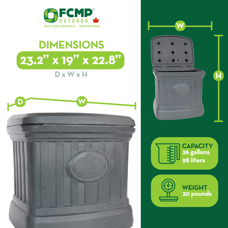 FCMP SB120-GRY-S 20 Gal. Sand, Salt, Ice Melt Outdoor Storage Bin (Open Box)