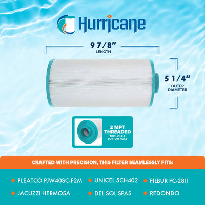 Hurricane 4 Pack HF5H402-01 Advanced Pool and Spa Filter Cartridge Replacement