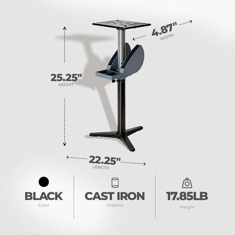 Master Mechanic Adjustable Grinder Pedestal with Tool Holder and Cast Iron Base