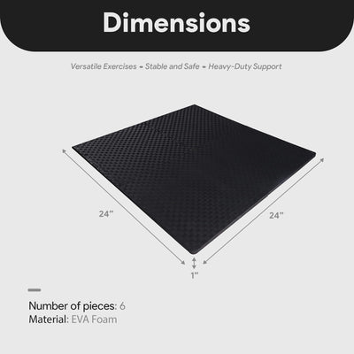 BalanceFrom Fitness Foam Interlocking Exercise Floor Mat, 24 Square Feet, Black